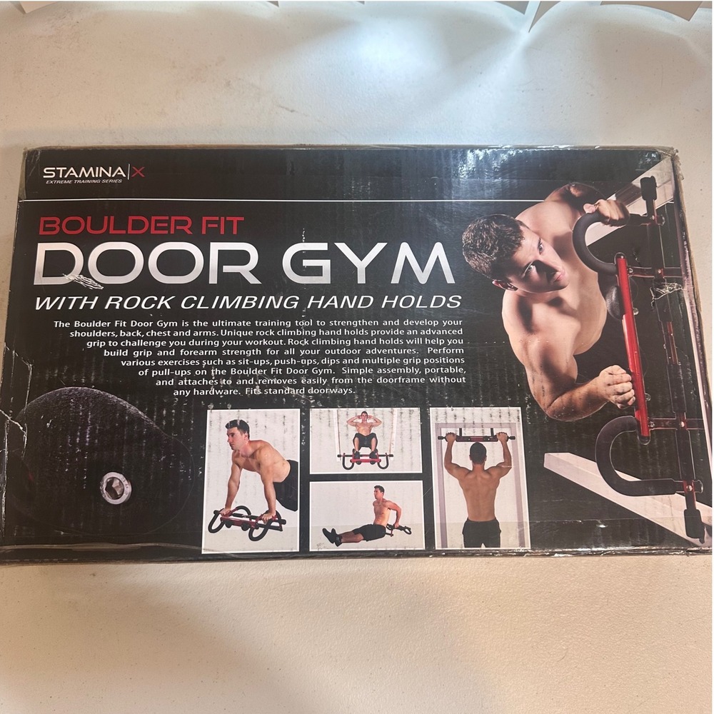 Stamina Boulder Fit Door Gym Black Red Rock Climbing Pull Up 50-0085
